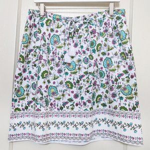 J. Jill White Floral Mini Skirt w/Waist Tie Medium